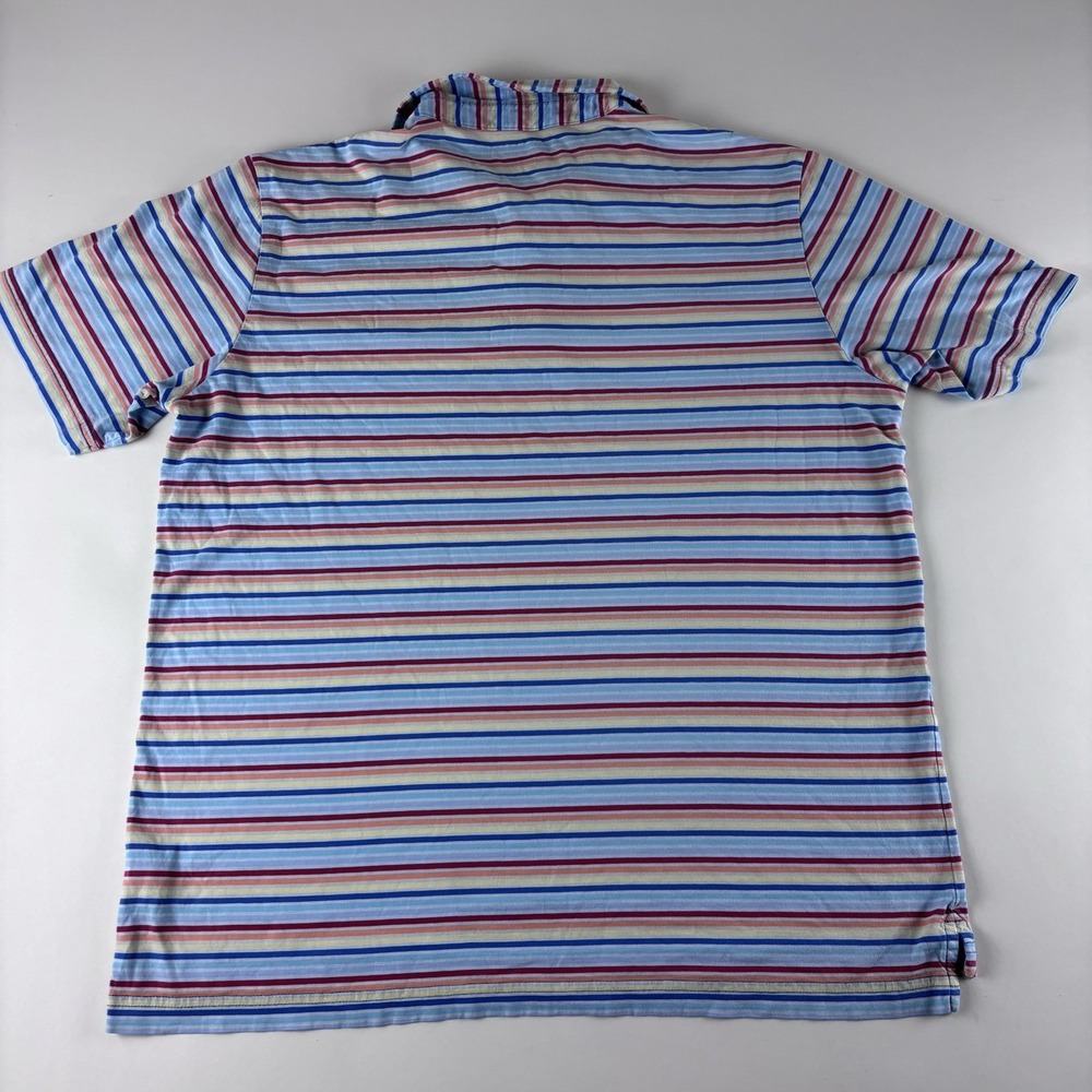 Peter Millar Men's Larg Golf Polo Shirt Pastel Rainbow Striped Pima Cotton Soft - Picture 2 of 8